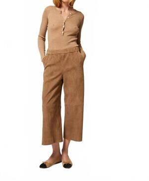 NEW SPRWMN suede culotte pant in taupe